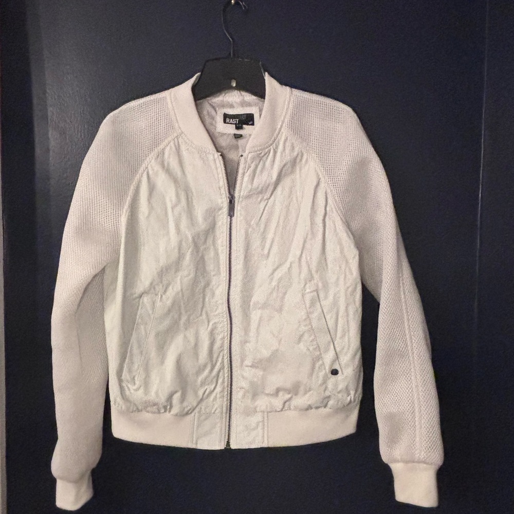 William Rast White Zip Up Bomber Jacket Size SP Streetwear - Picture 2 of 13